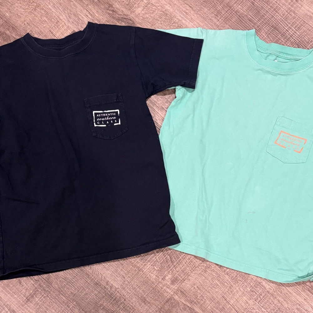 Southern Marsh Kids Pocket Tee in Mint and Navy